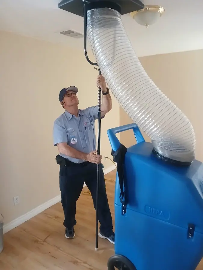 HVAC Installation technician using HEPA equipment in Diboll